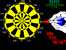 On the Oche title screen for ZX Spectrum